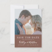 Terracotta Modern Typography Simple Photo Wedding Save The Date (Voorkant)