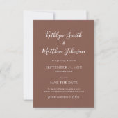 Terracotta Modern Typography Simple Photo Wedding Save The Date (Achterkant)