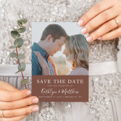 Terracotta Modern Typography Simple Photo Wedding Save The Date