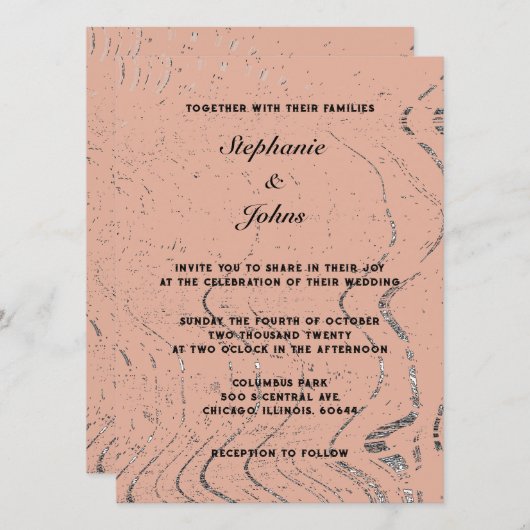 Terracotta Modern Wave Abstracte Boheemse bruiloft Kaart (Voorkant / Achterkant)