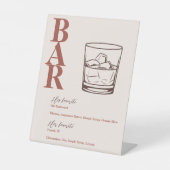 Terracotta Modern Wedding Bar Drink Reclamebord Met Voetstuk (Voorkant)