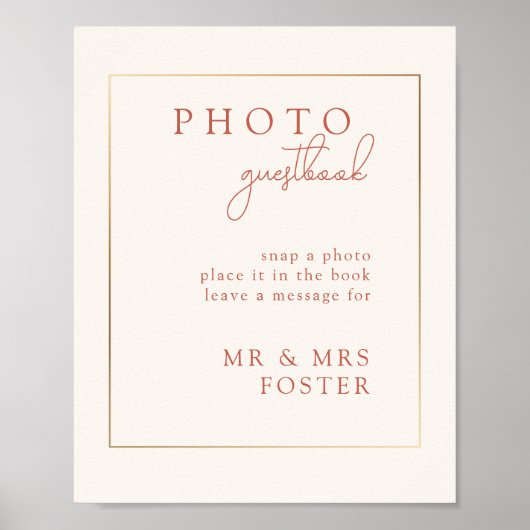 Terracotta Modern Wedding Foto Guestbook Poster (Voorkant)