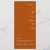 Terracotta Modern Wedding Programme (Achterkant)