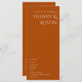 Terracotta Modern Wedding Programme (Voorkant / Achterkant)