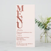 Terracotta Modern Wedding Simple Menu Kaart (Staand voorkant)