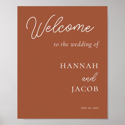 Terracotta Modern Wedding Welcome Sign Poster (Voorkant)