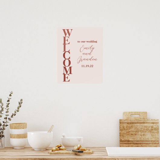 Terracotta Modern Wedding Welkomstteken Poster (Keuken)