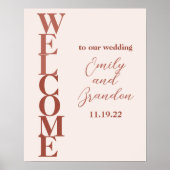 Terracotta Modern Wedding Welkomstteken Poster (Voorkant)