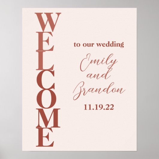 Terracotta Modern Wedding Welkomstteken Poster (Voorkant)