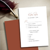 Terracotta Modern Whimsical Script Bruiloft RSVP Kaartje