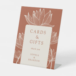 Terracotta Moderne Bloemkaarten En Cadeaus Reclamebord Met Voetstuk