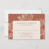 Terracotta moderne botanische bloemen bruiloft RSVP kaartje (Voorkant)