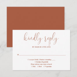 Terracotta moderne chic elegante scriptie bruiloft RSVP kaartje