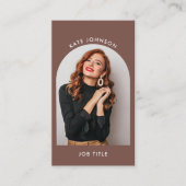 Terracotta moderne elegante minimalistische boogfo visitekaartje (Voorkant)