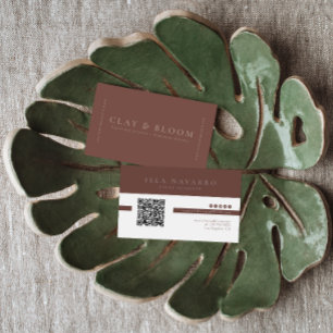 Terracotta Moderne Elegante Minimalistische QR-c Visitekaartje
