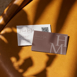 Terracotta   Moderne Elegante Minimalistische QR-c Visitekaartje