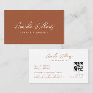 Terracotta moderne elegante minimalistische QR-cod Visitekaartje