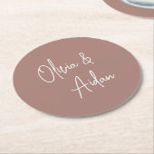 Terracotta | Moderne handgeschreven bruiloft voor  Ronde Kartonnen Onderzetter (Gebogen)