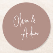 Terracotta | Moderne handgeschreven bruiloft voor  Ronde Kartonnen Onderzetter (Voorkant)