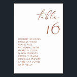 Terracotta moderne handgeschreven script bruiloft kaart<br><div class="desc">Deze moderne tafel nummers kaart is voorzien van een terracotta handgeschreven script en minimalistische typografie. Personaliseer door uw gegevens toe te voegen. Deze aangepaste tafelkaart is ideaal voor bruiloften,  vrijgezellenfeesten,  baby showers en andere evenementen.</div>