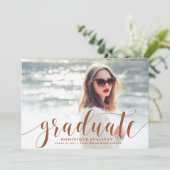 Terracotta moderne kalligrafie foto Afstuderen Kaart (Staand voorkant)