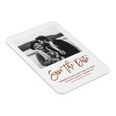 Terracotta Moderne Kalligrafie Foto Save the Date Magneet (Rechterzijde)