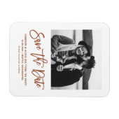 Terracotta Moderne Kalligrafie Foto Save the Date Magneet (Horizontaal)