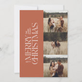 Terracotta moderne minimale multi-botanische foto feestdagenkaart (Voorkant)