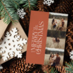 Terracotta moderne minimale multi-botanische foto feestdagenkaart<br><div class="desc">Elegant Terracotta modern minimal multi foto waterverf botanisch gebladerte vet grafische typografie vakantie kerstkaart.</div>