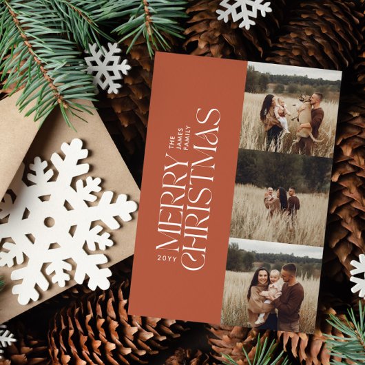 Terracotta moderne minimale multi-botanische foto feestdagenkaart