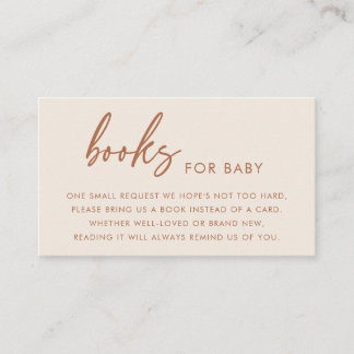 Terracotta moderne minimalistische boeken voor bab informatiekaartje