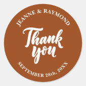 Terracotta Moderne minimalistische bruiloft dank u Ronde Sticker (Voorkant)