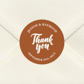 Terracotta Moderne minimalistische bruiloft dank u Ronde Sticker