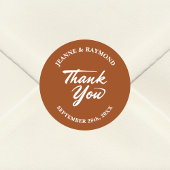 Terracotta Moderne minimalistische bruiloft dank u Ronde Sticker