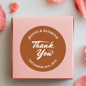 Terracotta Moderne minimalistische bruiloft dank u Ronde Sticker