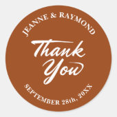 Terracotta Moderne minimalistische bruiloft dank u Ronde Sticker (Voorkant)