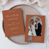 Terracotta Moderne minimalistische elegante bruilo Kaart