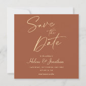 Terracotta Moderne minimalistische elegante bruilo Save The Date (Voorkant)