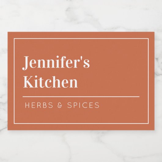 Terracotta Moderne minimalistische keuken Voedselcontainer Etiket (Enkel label)