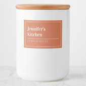 Terracotta Moderne minimalistische keuken Voedselcontainer Etiket (Voorkant)