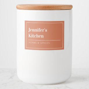 Terracotta Moderne minimalistische keuken Voedselcontainer Etiket