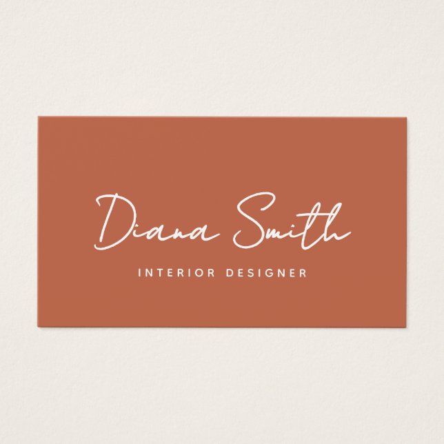 Terracotta moderne minimalistische QR-code profiel Visitekaartje (Voorkant)