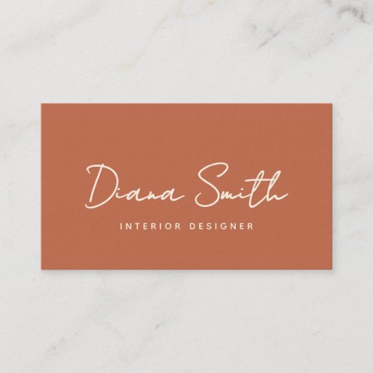 Terracotta moderne minimalistische QR-code Visitekaartje (Voorkant)