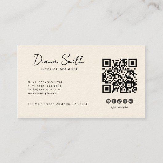 Terracotta moderne minimalistische QR-code Visitekaartje (Achterkant)