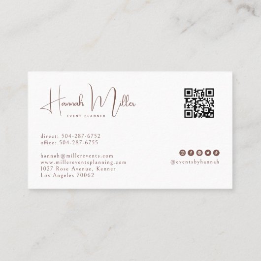 Terracotta | Moderne minimalistische QR-code voor  Visitekaartje (Achterkant)