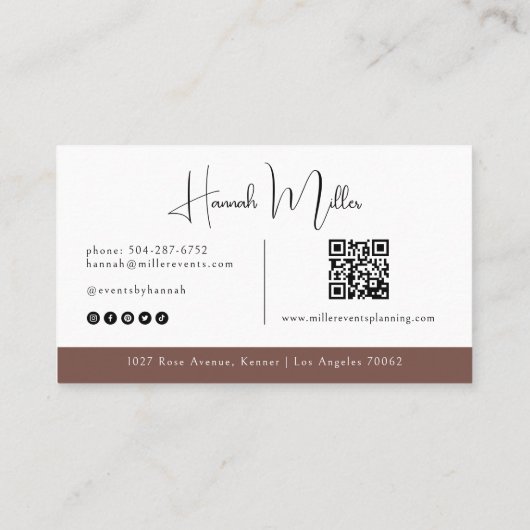 Terracotta | Moderne minimalistische QR-code voor  Visitekaartje (Achterkant)
