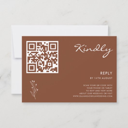 Terracotta Moderne Minimalistische RSVP QR Code Ka Kaart (Voorkant)