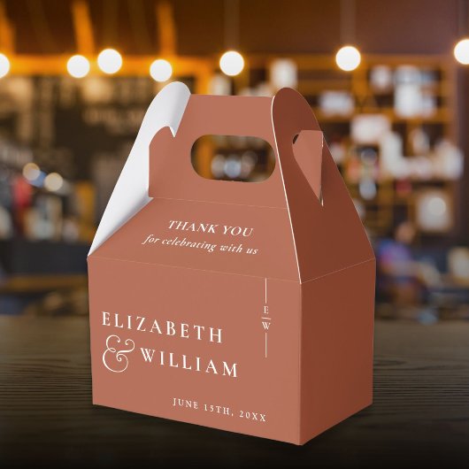 Terracotta Moderne Monogram Huwelijk Dank u Bedankdoosjes