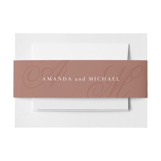 Terracotta Moderne Rand Elegant Monogram Bruiloft Uitnodigingen Wikkel (Voorkant Voorbeeld)