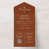 Terracotta moderne rustieke bruiloft all in one uitnodiging (Binnen)